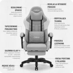 Fotel gamingowy C501 Szary Biały Tkanina